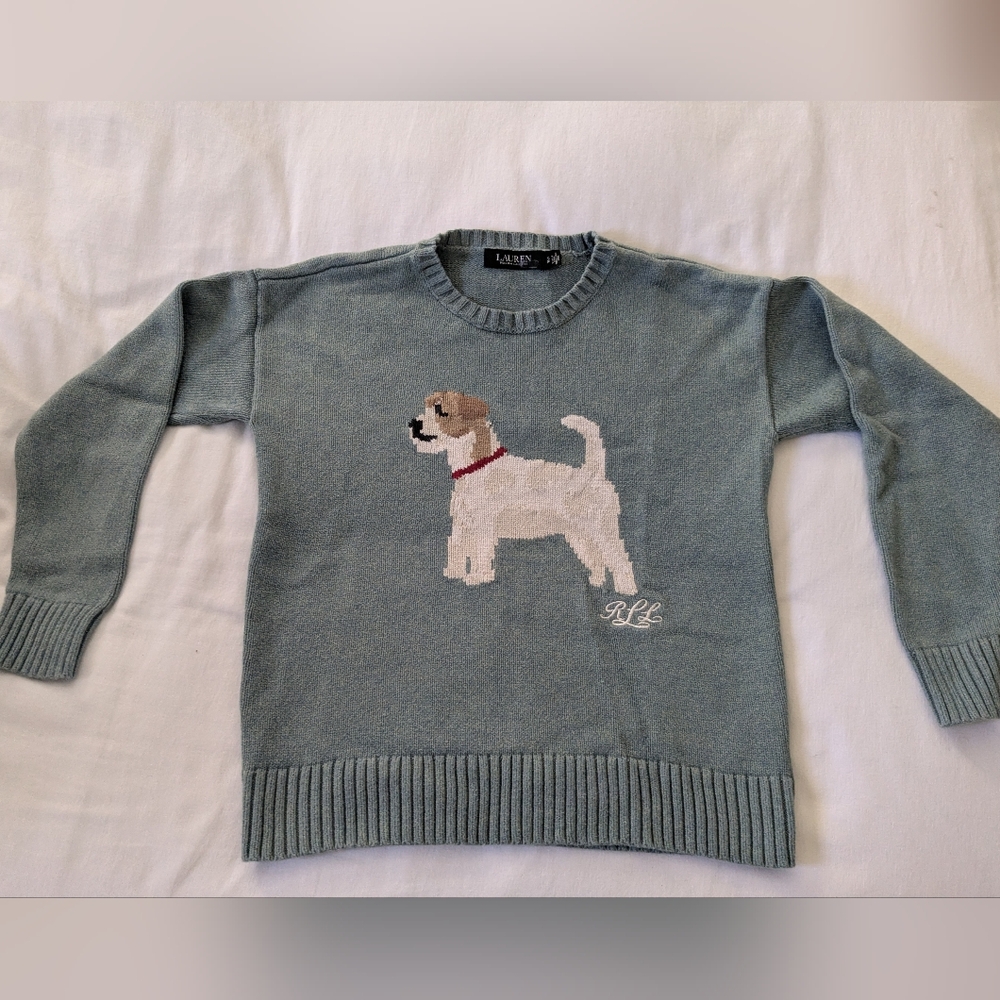 Ralph Lauren Blue Sweater with Dog Design